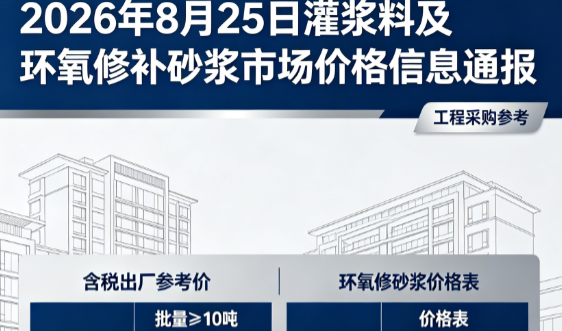 浮山2026年8月25日灌浆料及环氧修补砂浆市场价格信息通报